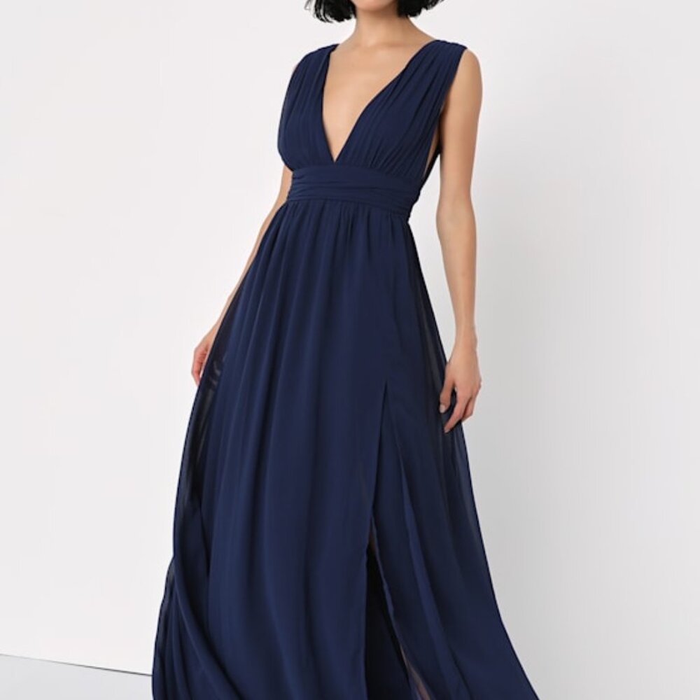 Lulus Navy Maxi Dress (HEMMED) - Size S (Closet closing permanently 5/15!)